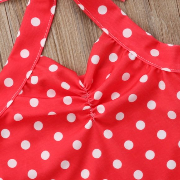 Girl girls toddler swimsuit one-piece polka dot red white cute adorable new - Picture 4 of 5